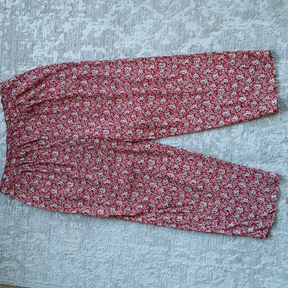 Talbots Petite Floral High Waisted High Rise Pleated Pants M Red White - Picture 4 of 16